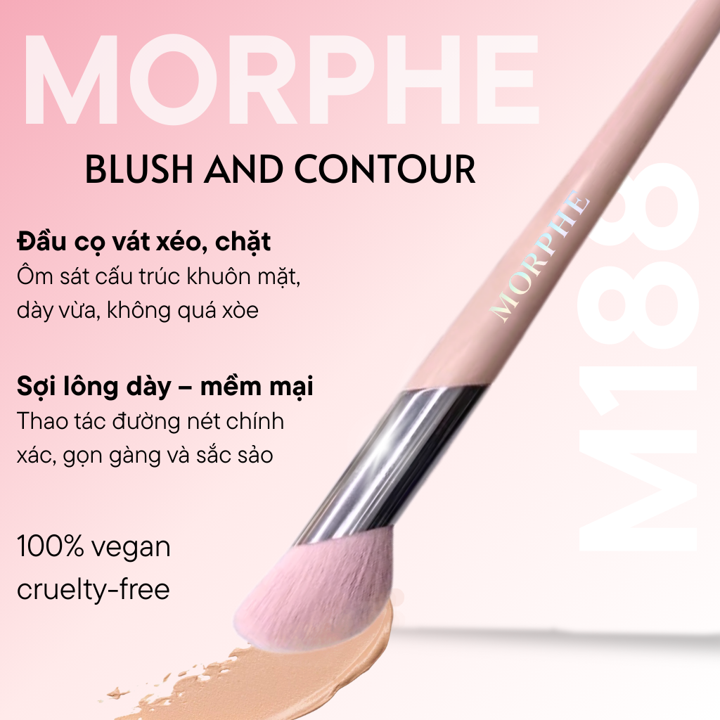 Cọ Tán Nền – Má Hồng Kem – Tạo Khối Morphe Blush and Contour Brush M188 – Đầu Cọ Vát Xéo Ôm Mặt